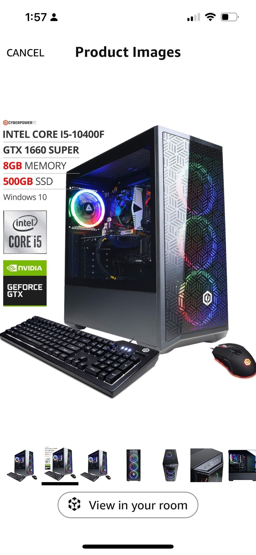PC Gaming Bundle: CyberpowerPC Gaming PC, AOC 27” Curved Gaming Monitor, Razer Viper Mini Mouse