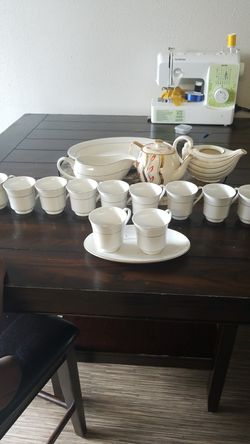 white China set with gold trimmings