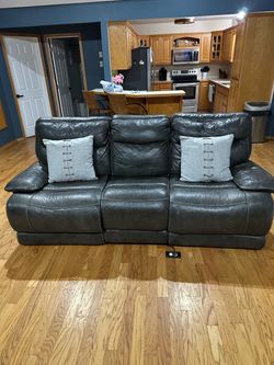 Electric reclining real leather sofa- Brown