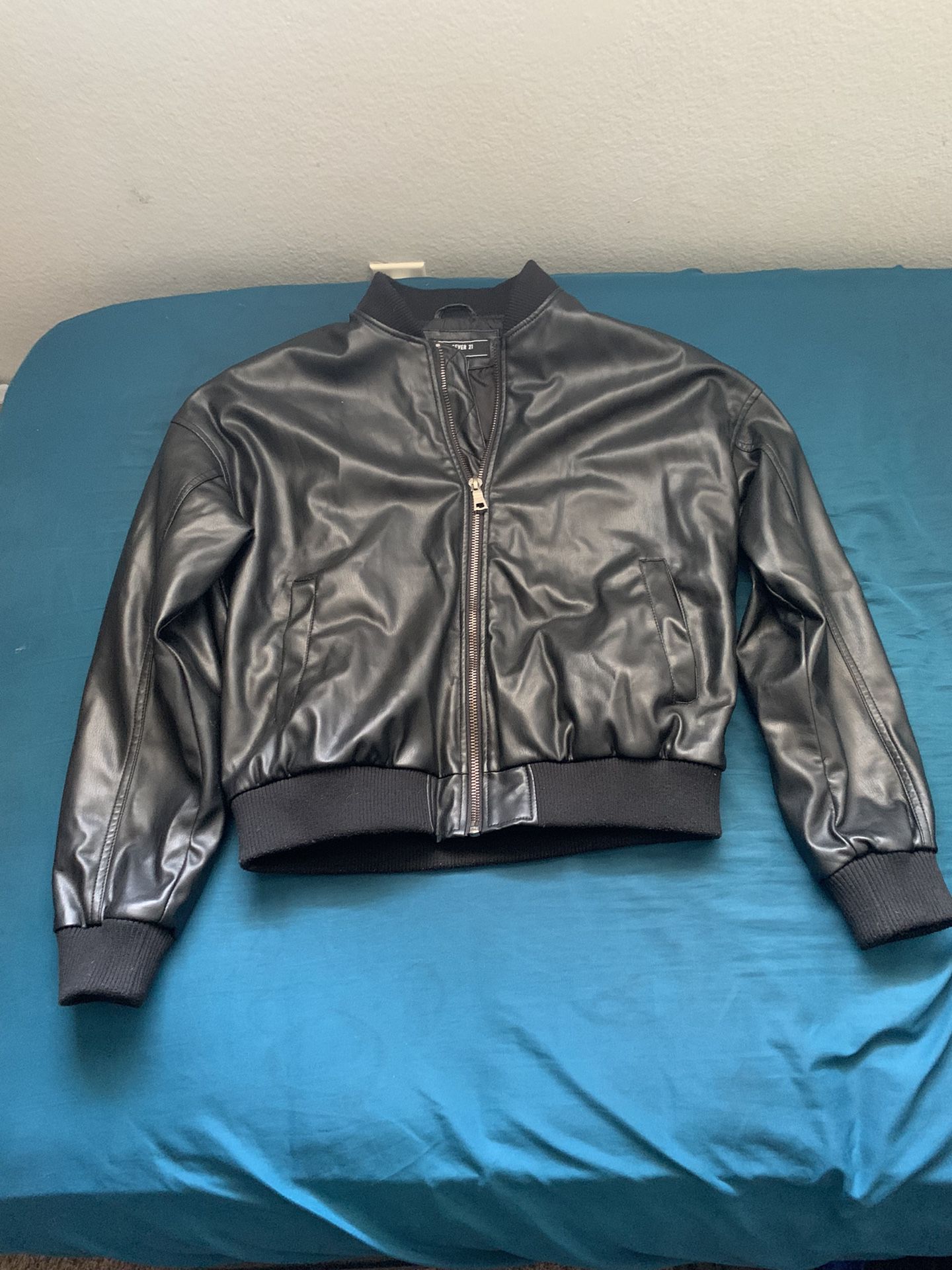 “Blessed” Leather Bomber Jacket 