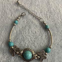 Silver And Turquoise Butterfly 🦋 Bracelet 