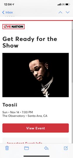 Toosii Tickets To The Observatory OC (2 Tickets)