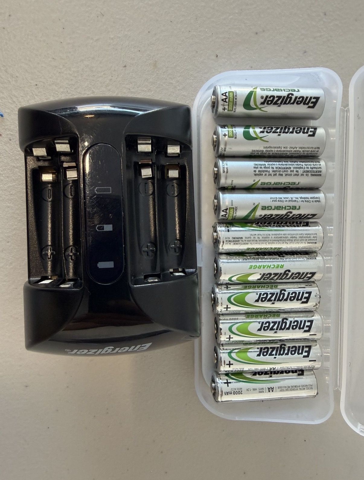 Energizer batteries and charger