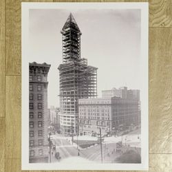 Seattle Smith Tower B & W Construction Poster - 12” X 16” - New 