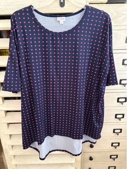 LuLaRoe Irma 3XL Navy base with Pink Polka Dots. New without tags