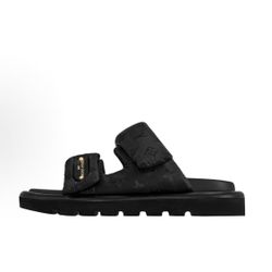 LOUIS VUITTON Pool Pillow Comfort Round Toe Flat Slippers Women's Black(69)73