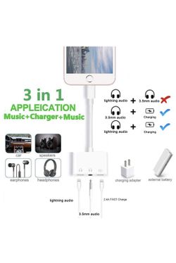 2 PCS 3.5mm Headphone Jack Adapter Splitter 3 in 1 Dual Audio and Charge Headphone Connector for iPhone 11/11Pro/11Pro Max/Xs/Xs Max/XR/8/8P/X / 7/7P