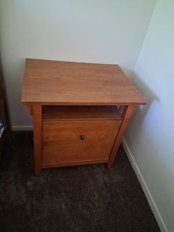 Wood Nightstand with Shelf and Cabinet