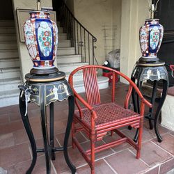 Vintage Asian Side Tables Or Plant Stands    ( NO Chair )