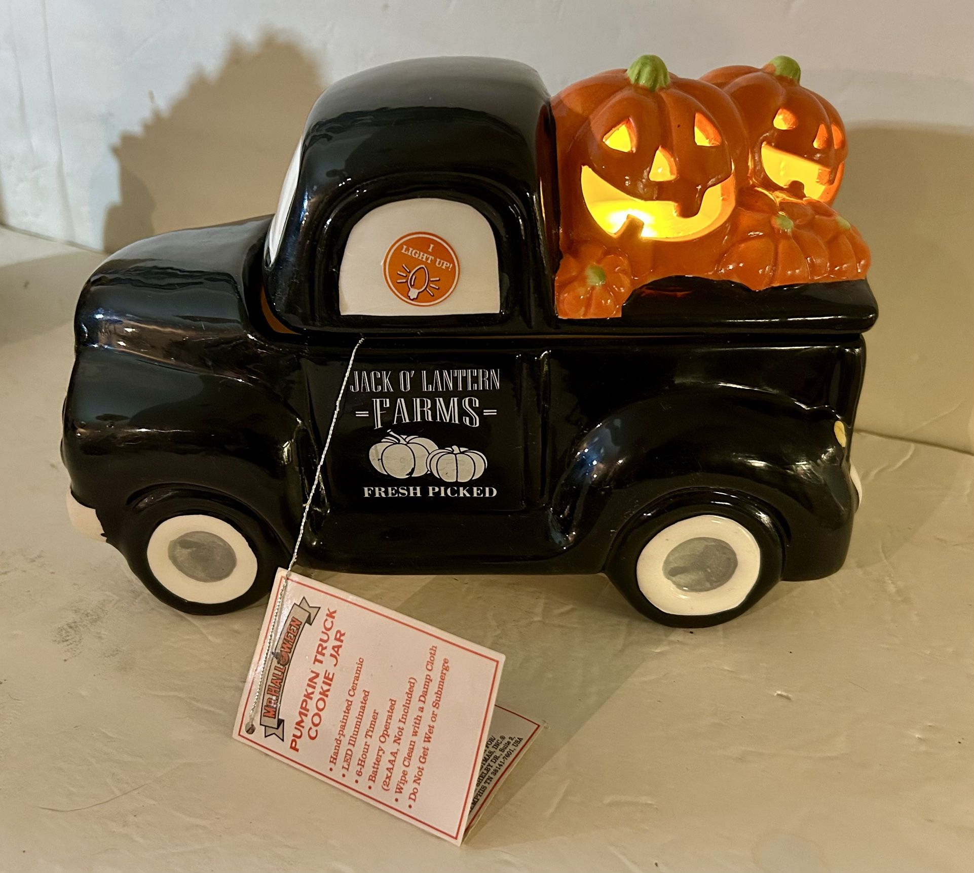 Mr. Halloween LED Light Up Black Ceramic Truck W/Light Up Jack O’ Lanterns Brand New With Tags