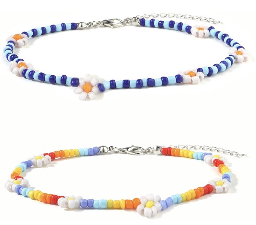 2 Beaded Anklets Jewelry