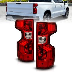 2019 2020 2021 2022 2023 CHEVY SILVERADO 19-23 TAIL LIGHTS RED/CLEAR LENS, CHROME HOUSING (OE STYLE)