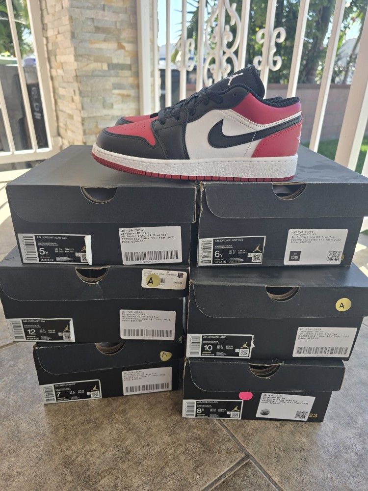 Bred Toe Jordan Low Muktiple Sizes