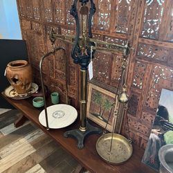 Antique Marble And Brass Scale 