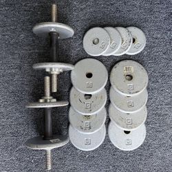 2 Adjustable Dumbbells + 70 lbs in Weights