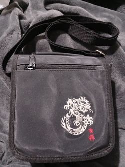 Chateau Black Crossbody with A Dragon Red words Translates to Lucky  Auspicious. Or  Propitious