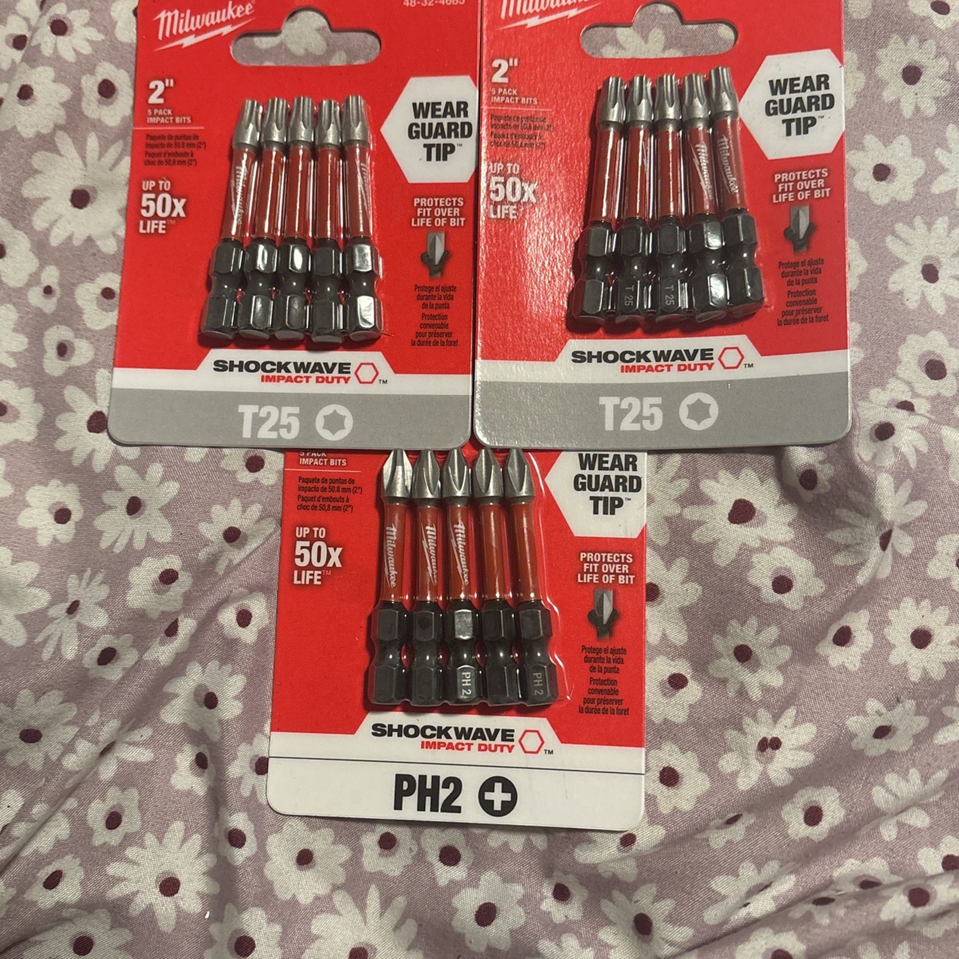 Milwaukee T25 2” Impact Bits And PH2 2” Impact Bits