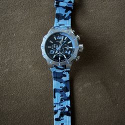Chase-Durer Chronograph Pilot’s Watch with Blue Camo Strap
