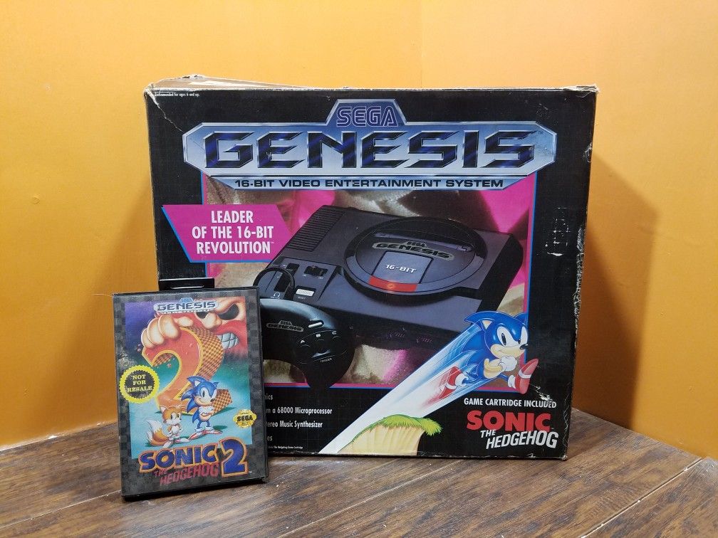 Sega Genesis 16 bit model 1 console box video game system sonic the hedgehog 2