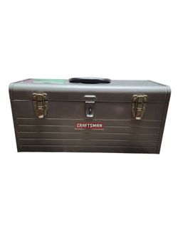 Vintage Craftsman Gray Metal Toolbox with Removable Tray