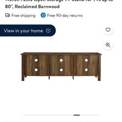 open storage TV stand upto 80". Barnwood color