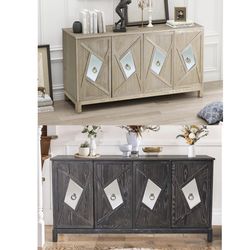 Buffet Cabinet with Storage,Wood Credenza Sideboard Cabinet with 4 Doors, Mid Century Accent Console Table for Kitchen,Living Room,D