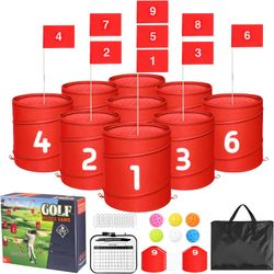 FOOING 9 Hole Folding Golf Game Set Red – New