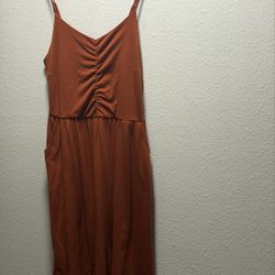 Rust Spaghetti Strap Dress