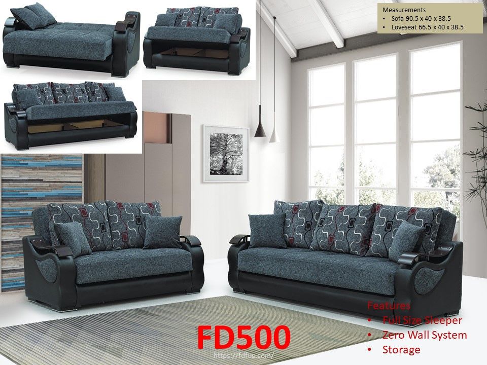 NEW GRAY SOFA AND LOVESEAT IN GRAY ! PILLOWS ARE INCLUDED ! SLEEPER SOFA WITH STORAGE ! MINAS HOME FURNITURE