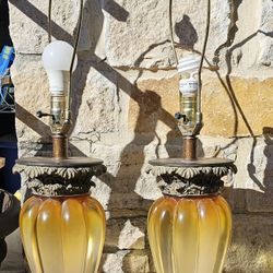 Mid-century Amber Colored Lamps