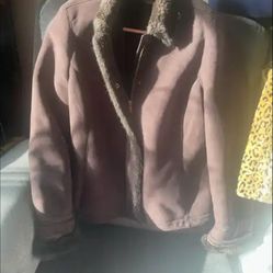 Brown suede/fur jacket