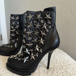 JEFFREY CAMPBELL Silver Star Studded Black Stiletto Boots (size 8)