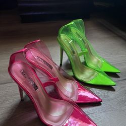Neon Pink And Green Heels 