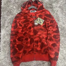 Bape Color Red Camo Shark Full Zip (SS21)Hoodie