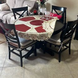 4 Chairs And Round Table Solid Wood 