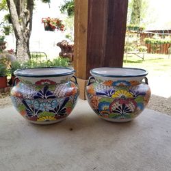 Dark GreenTalavera Clay Pots (Planters) Plants. $55 cada una.