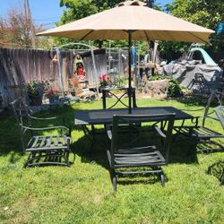 Patio Table And Chairs With Umbrella And Umbrella Stand 