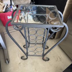 FOR SALE;; METAL GLASS WINE HOLDER AND STORAGE OTTOMAN