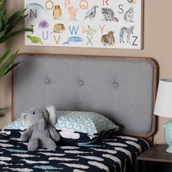 Twin Size Mid Century Modern Solid Wood Headboard - Walnut - New