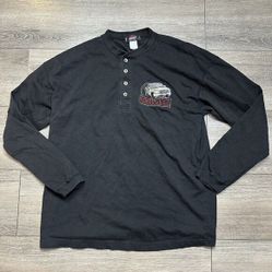 Choko Motorsports GMC  4 Button Henley Long Sleeve Shirt Size Small Cotton Black 