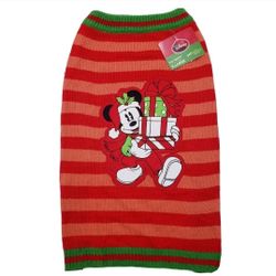 Disney Pets Holiday Collection Mickey Mouse Stripped Knit Sweater Size XL NWT