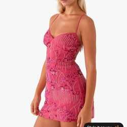 Amazon Dress Sparkly Pink Y2K