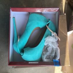 Mint Platform Pumps With Peep Toe & Ankle Strap