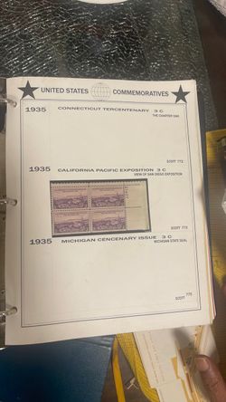 1935 US Commemorative Stamp plate block Album  Collection
