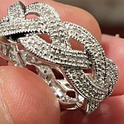 14k White Gold .90CTW Diamond Woven Braid Eternity  Band 
