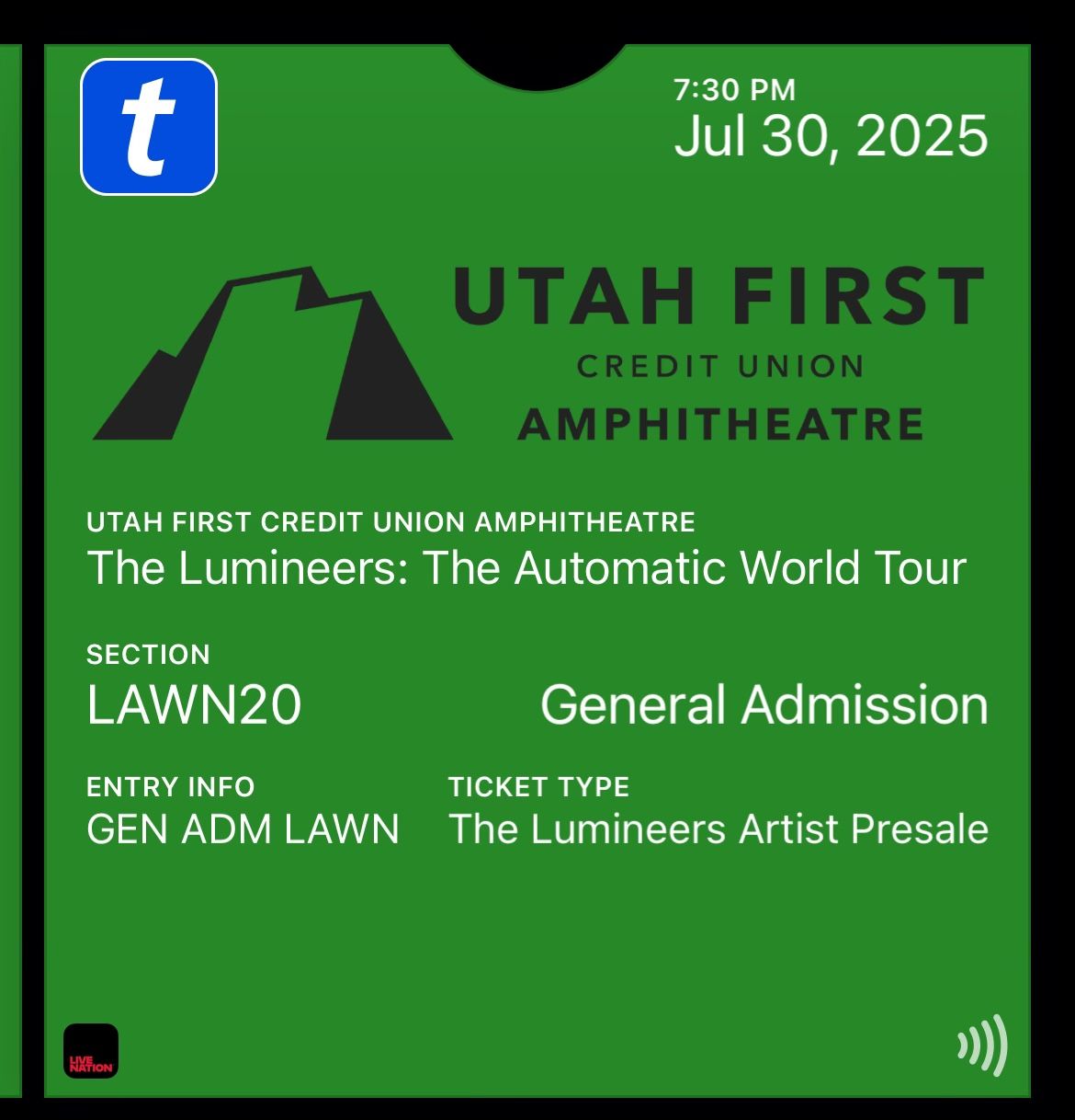 Lumineers Ticket