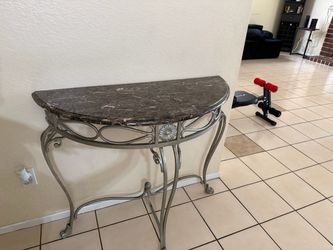 Marble Top Half-Moon Console Table