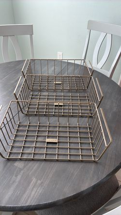 Tahari Gold Wire Storage Baskets Set of 3