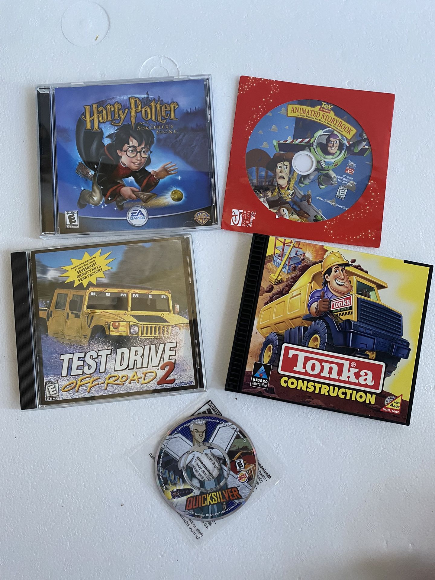 Vintage Lot Of 5 Child’s Computer Games Harry Potter, Tonka, Quicksilver, Toy story & Test Drive