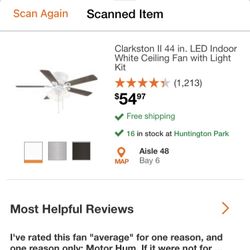 Clarkston 44 in LED Indoor White Ceiling Fan